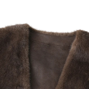 Damen Winterjacke Pelz Universalgröße Warmer Polyester Mantel mit Taschen V-Ausschnitt Eleganter weicher Wintermantel 5