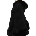 Damen Winterjacke Plüsch Universelle Größe Warme Jacke mit Kapuze Knopfverschluss Dekorative Details Weicher Polyester Mantel 3