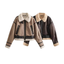 Damen Winterjacke Reißverschluss Plüschkragen Taillengürtel Polyester Ausführung Eleganter wärmender Wintermantel Stylische Jacke für kalte Tage 6