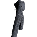 Damen Winterjacke Schwarz Kapuze Reißverschluss Polyester Ausführung Taschen für Hände Warme bequeme Winterjacke Stylischer Mantel für kalte Zeiten 6