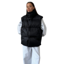 Damen Winterweste mit Rollkragen und Reißverschluss Einfarbige wärmende Weste aus Baumwolle und Polyester Stylische Weste für kalte Wintertage 17