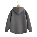 Damen Zip-Hoodie mit Taschen Einfarbiger Hoodie aus weichem Polyester Bequemer Freizeitoberteil in verschiedenen Farben 9