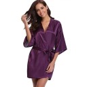 Damenbademantel aus Seidenimitat Leichter eleganter Bademantel mit Bindeband in der Taille aus feinem Polyester für angenehmen Hausgebrauch und Entspannung 13