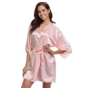 Damenbademantel aus Seidenimitat Leichter eleganter Bademantel mit Bindeband in der Taille aus feinem Polyester für angenehmen Hausgebrauch und Entspannung 2