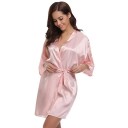 Damenbademantel aus Seidenimitat Leichter eleganter Bademantel mit Bindeband in der Taille aus feinem Polyester für angenehmen 5