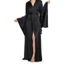 Damenbademantel Leichter bequemer Bademantel aus Polyester Mit Bindeband in der Taille Eleganter Hausbademantel für Frauen Weiches und luftiges Material 2