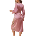 Damenbademantel mit Blumenmuster Leichter eleganter Bademantel mit Bindegürtel aus feinem Polyester für häuslichen Komfort, Entspannung und den täglichen Gebrauch 2