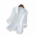 Damenblazer Gerade geschnitten Revers Taschen mit Revers Umschlagärmel Futter Polyester Baumwolle und Nylon Für das Büro und Meetings 8
