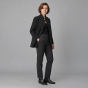 Damenblazer mit Stehkragen Asymmetrische Knopfverschluss Lockerer gerader Schnitt Drei Taschen Polyester Für die Arbeit 3