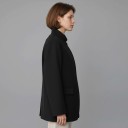 Damenblazer mit Stehkragen Asymmetrische Knopfverschluss Lockerer gerader Schnitt Drei Taschen Polyester Für die Arbeit 5