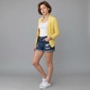 Damenblazer ohne Knöpfe Enganliegende Passform Kragen mit kleinen Revers Abgerundete Vorderteile Polyester Eleganter Blazer für die Arbeit 7