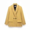 Damenblazer zweireihig Lockere Oversize-Passform Spitzrevers und Taschen mit Revers Futter Polyester Eleganter Blazer für die Arbeit 5
