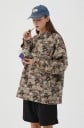 Damenbluse mit Allover-Teddybärenmuster Lockere Oversize-Passform Klassischer Kragen Knopfverschluss Lange Ärmel Polyester mit Spandex 3
