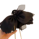 Damenhaarschmuck Große Organza-Schleife mit Ketten Elegante Stoffhaarklammer festlicher Haarschmuck für Dutt und Frisur 1