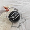 Damenhandtasche in Form eines Basketballs 16 x 16 cm Runde Handtasche mit abgerundetem Griff und silberner Kette über der Schulter 2