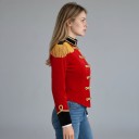 Damenjacke für Erwachsene Uniform Stehkragen Schulterklappen mit Fransen und Schnürung Polyester für Karneval und Halloween 13