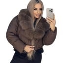 Damenjacke mit Fellkragen kurze gesteppte Jacke mit großem flauschigen Kragen lockere Passform für den Winter in der Stadt 9