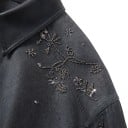 Damenjacke mit Perlen und Pailletten, lockerer Oversize-Schnitt mit Kragen und karierten Manschetten, dunkelgraue Frühlingsjacke für die Stadt 10