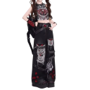 Damenjeans schwarz Einfarbig Zerrissen Roter Druck Lockere Passform Taschen Baumwolle Polyester Trendige Street-Hosen 4