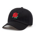 Damenkappe mit großer gestickter roter Rose Baumwoll-Baseballmütze mit gebogenem, gestepptem Schirm Kopfumfang 55 bis 62 cm 6