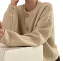 Damenkardigan aus Baumwolle und Acryl mit langen Ärmeln und Knopfverschluss Einfarbiger Pullover in universeller Größe Elegante Damenmode 10