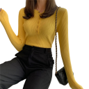 Damenkardigan aus Baumwolle und Polyester mit halbem Knopfverschluss Einfarbiger Pullover mit Rundhalsausschnitt Lange Ärmel Universelle Größe 16