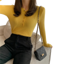 Damenkardigan aus Baumwolle und Polyester mit halbem Knopfverschluss Einfarbiger Pullover mit Rundhalsausschnitt Lange Ärmel Universelle Größe 6