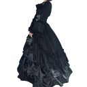 Damenmittelalterliche gotische Hofballkleider mit tailliertem Schnitt und Schleifen, langen Ärmeln und gestuftem Rock für Kostüme und Fotoshootings 1