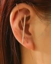 Damenohrringe mit langem Draht, der entlang des Ohres verläuft Dekorative Nadel mit Zirkonen Modeschmuck Metall Für durchstochenes Ohrläppchen 18