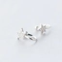 Damenohrringe mit Stern Offener Ring in C-Form mit Kügelchen Zirkonsteine Modeschmuck Metall Feiner glitzernder Ohrschmuck 8