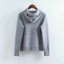 Damenpullover mit Kapuze und breiten Bändern, verziert mit Steinen Strickpullover aus Polyester mit langen Ärmeln und gerippten 5