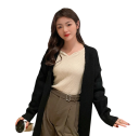 Damenpullover mit langen Ärmeln und V-Ausschnitt Einfarbiger eleganter Top aus Baumwolle und Polyester Bequemer universeller Pullover für den täglichen Gebrauch 12