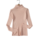 Damenpullover mit Rollkragen aus Baumwolle und Acryl Einfarbiger Pullover mit langen Ärmeln Einheitsgröße für Herbst und Winter 18