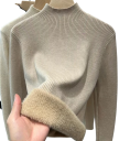 Damenpullover mit Rollkragen und Plüschinnenfutter Einfarbiger, wärmender Pullover aus Baumwolle und Acryl mit langen Ärmeln Universelle Größe Wintermode 19