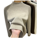 Damenpullover mit Rollkragen und Plüschinnenfutter Einfarbiger, wärmender Pullover aus Baumwolle und Acryl mit langen Ärmeln Universelle Größe Wintermode 9