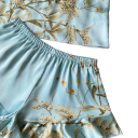 Damenpyjama mit Blumenmotiv T-Shirt mit Rundhalsausschnitt und Shorts aus leichtem Polyester Bequemer Sommeranzug in verschiedenen Farben 2