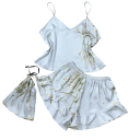 Damenpyjama mit Blumenmuster Top mit V-Ausschnitt und Shorts aus leichtem Polyester Elegantes, bequemes Sommer-Set in verschiedenen Farben 10