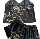 Damenpyjama mit Blumenmuster Top mit V-Ausschnitt und Shorts aus leichtem Polyester Elegantes, bequemes Sommer-Set in verschiedenen Farben 2