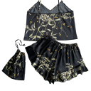 Damenpyjama mit Blumenmuster Top mit V-Ausschnitt und Shorts aus leichtem Polyester Elegantes, bequemes Sommer-Set in verschiedenen Farben 3