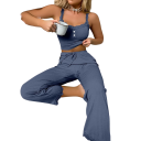 Damenpyjama mit Top und Hose Einfarbig elegantes Set aus leichtem Polyester und elastischem Spandex erhältlich in verschiedenen Farben 7