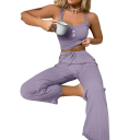 Damenpyjama mit Top und Hose Einfarbig elegantes Set aus leichtem Polyester und elastischem Spandex erhältlich in verschiedenen Farben 10