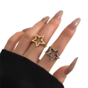 Damenring 1,9 x 1,7 cm Verstellbare Größe Hohler Stern Zinklegierung Stilvoller Modeschmuck Eleganter Ring für den Alltag 1