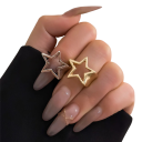 Damenring 1,9 x 1,7 cm Verstellbare Größe Hohler Stern Zinklegierung Stilvoller Modeschmuck Eleganter Ring für den Alltag 3