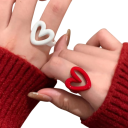 Damenring mit verstellbarer Größe Offener Ring in Herzform Ölfarbe Eleganter trendiger süßer Schmuck für den täglichen Gebrauch 1