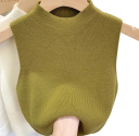 Damenstricktop ohne Ärmel aus Polyester und Baumwolle Einfarbig elegantes gestricktes Top mit Rundhalsausschnitt Universelle Größe 10