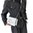 Damentasche 19 x 6,5 x 43,5 cm Kettenmetallriemen Künstliches Leder Elegante längliche Umhängetasche 3