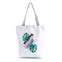 Damentasche aus Baumwolle mit Monstera-Blattdruck Geräumiger Shopper mit zwei grauen Henkeln 27 x 38 x 11 cm Baumwolle und Polyester Henkel-Länge 27 2