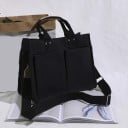 Damentasche aus Canvas für die Hand und über die Schulter Tasche aus Canvas und Polyester mit zwei vorderen Fächern Abnehmbarer Gurt 33 x 24 x 1