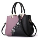 Damentasche aus Kunstleder mit Blumenapplikation und goldenen Metall-Details Langer Schultergurt 30 x 22 x 14 cm 1