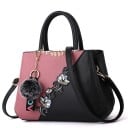 Damentasche aus Kunstleder mit Blumenapplikation und goldenen Metall-Details Langer Schultergurt 30 x 22 x 14 cm 11